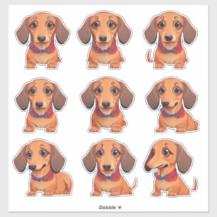 Brown Dachshund Puppy Kawaii Sticker Lakan Klistermärken
