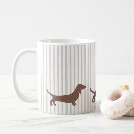 Brown Dachshunds på Beige Rand Kaffemugg