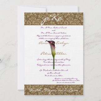 Brown Damask Wedding Inv. Inbjudningar