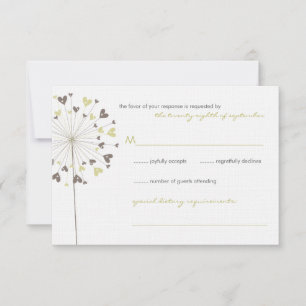 Brown Dandelion Flowers Kärlek Bröllop OSA Card Kort