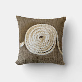 Brown Dekorativ kudde med kokt vit Rope