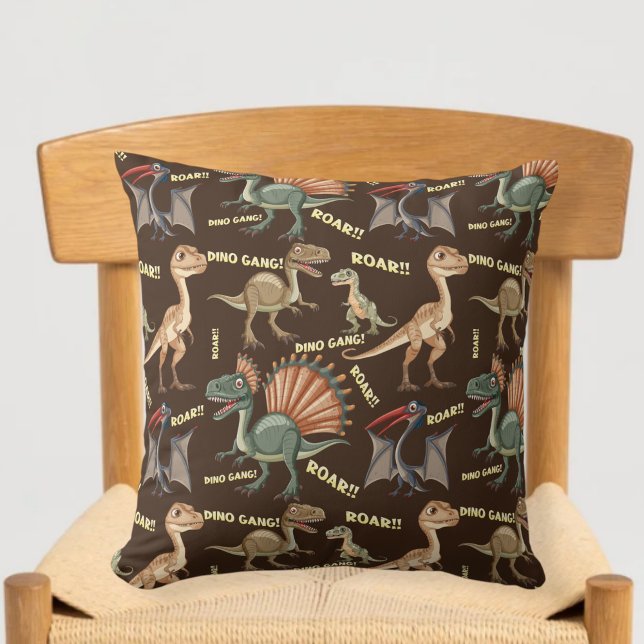 Brown dinosaur cushion - kids dinosaur pillow kudde (Skapare uppladdad)