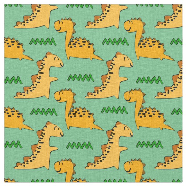 Brown Dinosaurs med gräs på Grönt Tyg (Närbild)