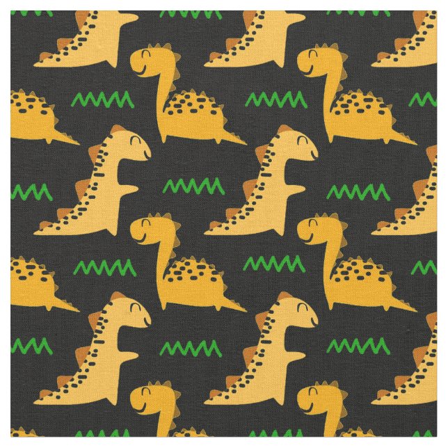 Brown Dinosaurs med Grönt på Black Tyg (Närbild)