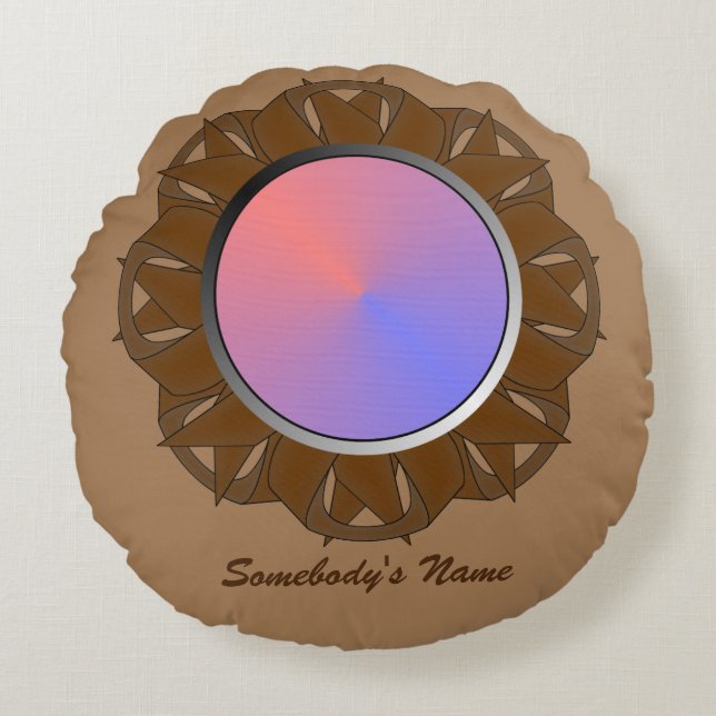 Brown Disk Ribbon från Kenneth Yoncich Rund Kudde (Framsidan)