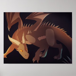 Brown Dragon Fantasy Art Poster