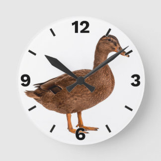 Brown Duck Farm Animal Countryside Rustic Decor Rund Klocka