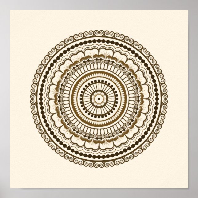 Brown Earth Tones Henna Mandala Poster (Framsidan)