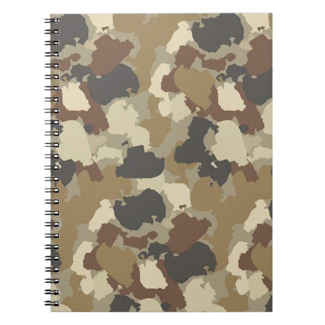 Brown Earth Tones Military Camouflage Anteckningsbok (Framsidan)