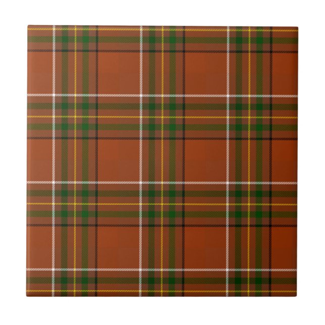 Brown Earthy Plaid Tartan  Kakelplatta (Framsidan)