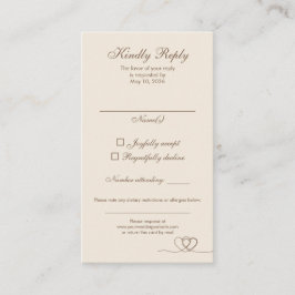 Brown Elegant Calligraphy Wedding RSVP Card Visitkort