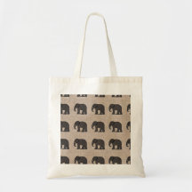 Brown Elephant Mönster Canvas Tote