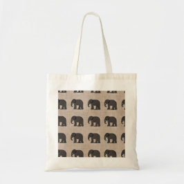 Brown Elephant Mönster Canvas Tote Tygkasse
