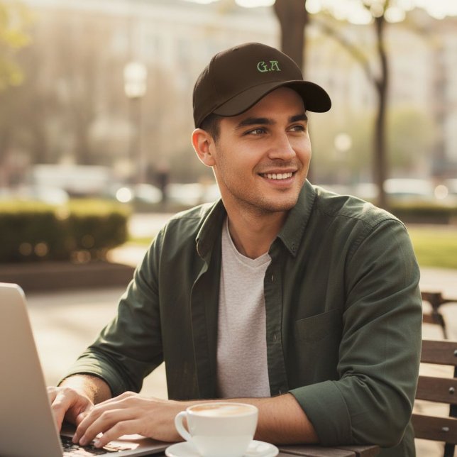 Brown Embroidered Cap with Personalized Initials  Broderad Keps (Skapare uppladdad)