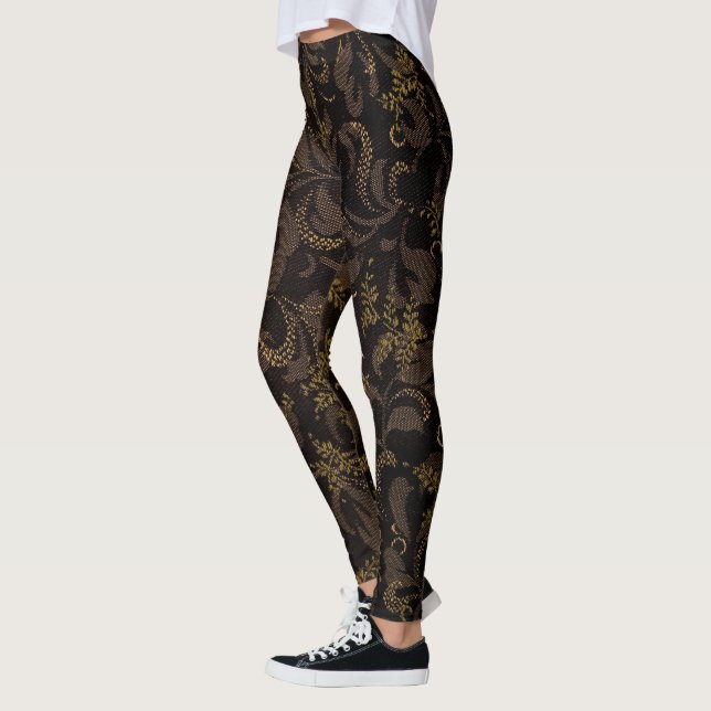 Brown Embroidery look Leggings (Vänster)