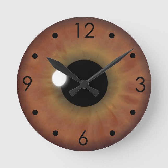 Brown Eye Iris Eyeball Custom Medium Round Clock Rund Klocka (Framsida)