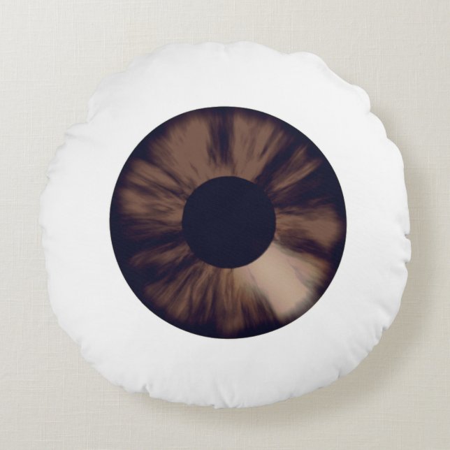 Brown Eyeball Round Pillow Rund Kudde (Framsidan)