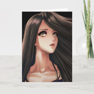 Brown Eyed Brunette Anime Girl   Jag saknar dig Kort