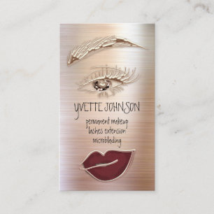 Brown Eyelash Brow Makeup Logotyp QRCode Läppar Ro Visitkort