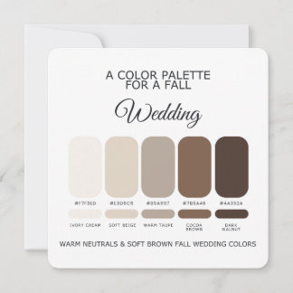 Brown Fall Wedding Color Palette 2026 Card Inbjudningar
