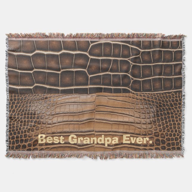 Brown Faux Alligator Leather Best Grandpa nånsin Filt (Framsidan)