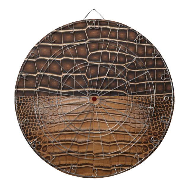 Brown Faux Alligator Leather Darttavla (Framsidan)