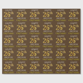 Brown, Faux Guld ’LYCKLIG 26 BIRTHDAY’ Presentpapper