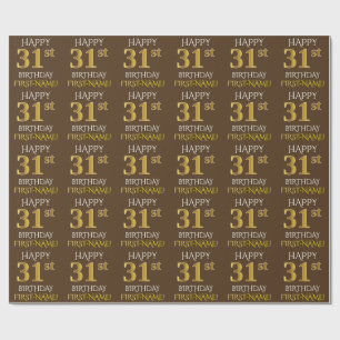 Brown, Faux Guld "LYCKLIG 31a BIRTHDAY" Presentpapper