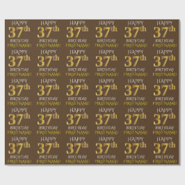 Brown, Faux Guld "LYCKLIG 37:e BIRTHDAY" Presentpapper
