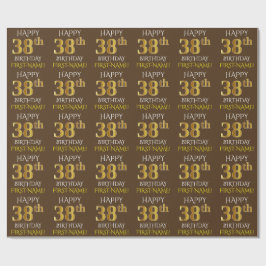 Brown, Faux Guld "LYCKLIG 38:e BIRTHDAY" Presentpapper