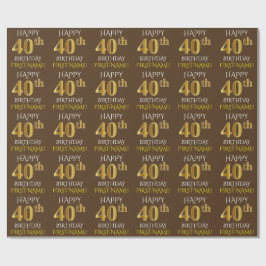 Brown, Faux Guld "LYCKLIG 40 BIRTHDAY" Presentpapper