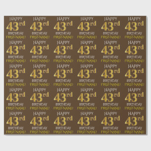 Brown, Faux Guld "LYCKLIG 43:e BIRTHDAY" Presentpapper