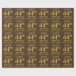 Brown, Faux Guld "LYCKLIG 44:e BIRTHDAY" Presentpapper