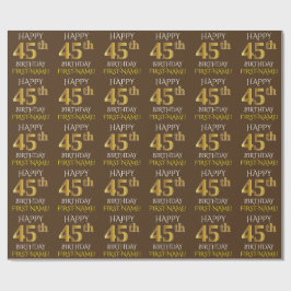 Brown, Faux Guld "LYCKLIG 45 BIRTHDAY" Presentpapper