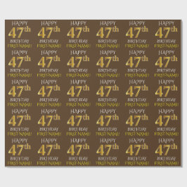 Brown, Faux Guld "LYCKLIG 47:e BIRTHDAY" Presentpapper