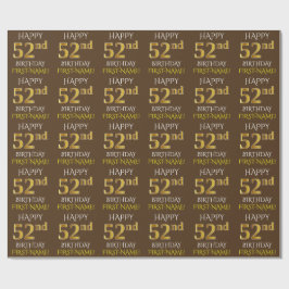 Brown, Faux Guld "LYCKLIG 52:a BIRTHDAY" Presentpapper