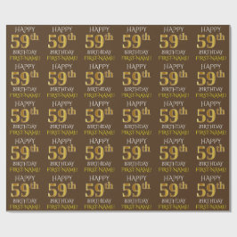 Brown, Faux Guld ’LYCKLIG 59 BIRTHDAY’ Presentpapper