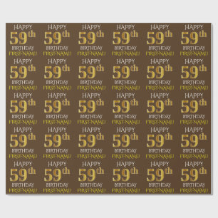 Brown, Faux Guld ’LYCKLIG 59 BIRTHDAY’ Presentpapper