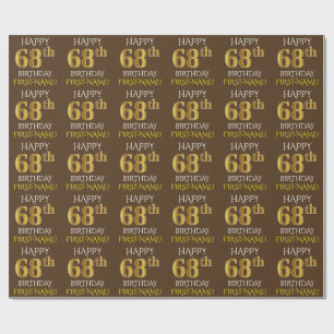 Brown, Faux Guld "LYCKLIG 68:e BIRTHDAY" Presentpapper
