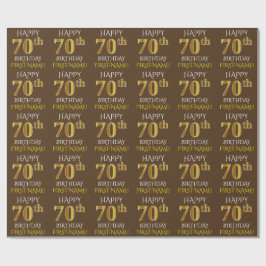 Brown, Faux Guld ’LYCKLIG 70 BIRTHDAY’ Presentpapper