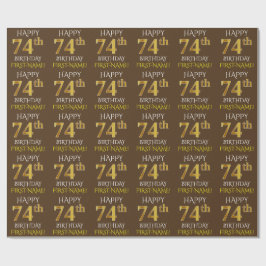 Brown, Faux Guld "LYCKLIG 74:e BIRTHDAY" Presentpapper