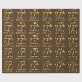 Brown, Faux Guld "LYCKLIG 77:e BIRTHDAY" Presentpapper