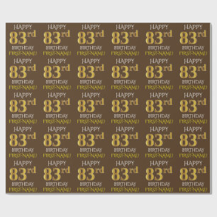 Brown, Faux Guld "LYCKLIG 83:e BIRTHDAY" Presentpapper