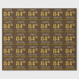 Brown, Faux Guld "LYCKLIG 84:e BIRTHDAY" Presentpapper