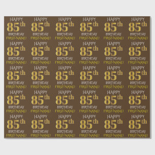 Brown, Faux Guld "LYCKLIG 85 BIRTHDAY" Presentpapper