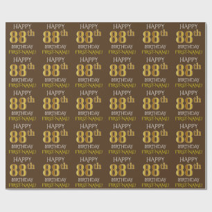 Brown, Faux Guld ’LYCKLIG 88 BIRTHDAY’ Presentpapper