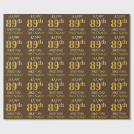 Brown, Faux Guld ’LYCKLIG 89 BIRTHDAY’ Presentpapper