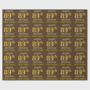 Brown, Faux Guld ’LYCKLIG 89 BIRTHDAY’ Presentpapper
