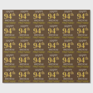 Brown, Faux Guld ’LYCKLIG 94 BIRTHDAY’ Presentpapper