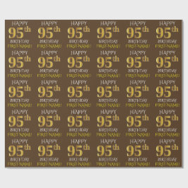 Brown, Faux Guld ’LYCKLIG 95 BIRTHDAY’ Presentpapper